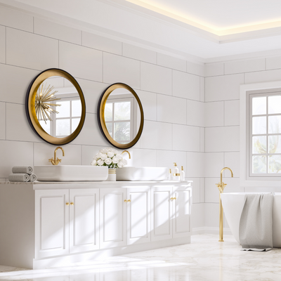 LED Oil Rubbed Bronze with Gold Leaf Frame Round Mirror