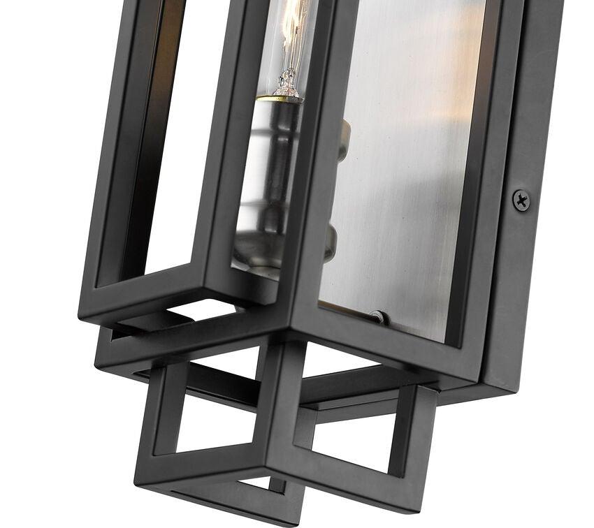Steel with Caged Rectangle Single Light Wall Sconce - LV LIGHTING