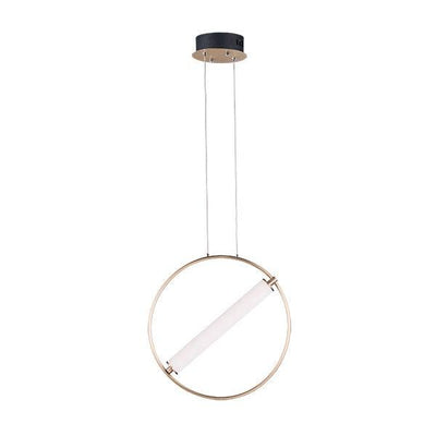 LED Black and Soft Gold with Cylinder and Ring Pendant - LV LIGHTING