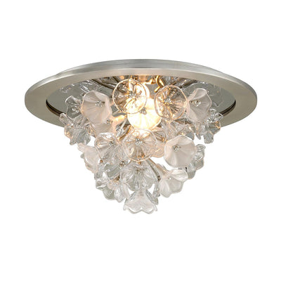 LED Branch Arm with Clear and Frosted Flore Glass Shade Flush Mount - LV LIGHTING