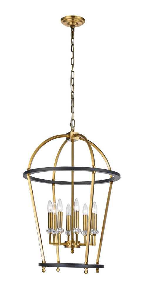 Brass with  Black Caged Round Pendant - LV LIGHTING