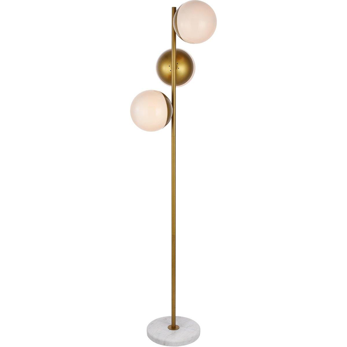 Brass with Tripple Frosted Shade Floor Lamp 66" - LV LIGHTING