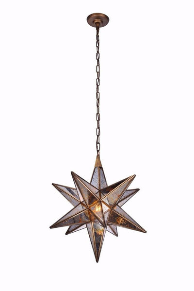Dark Antique Brass with Glass Shade Star Pendant - LV LIGHTING