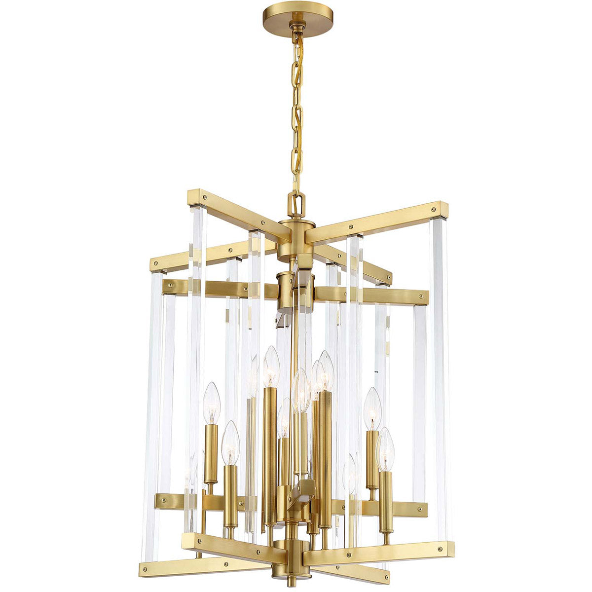 Steel Frame with Clear Acrylic Rod Chandelier