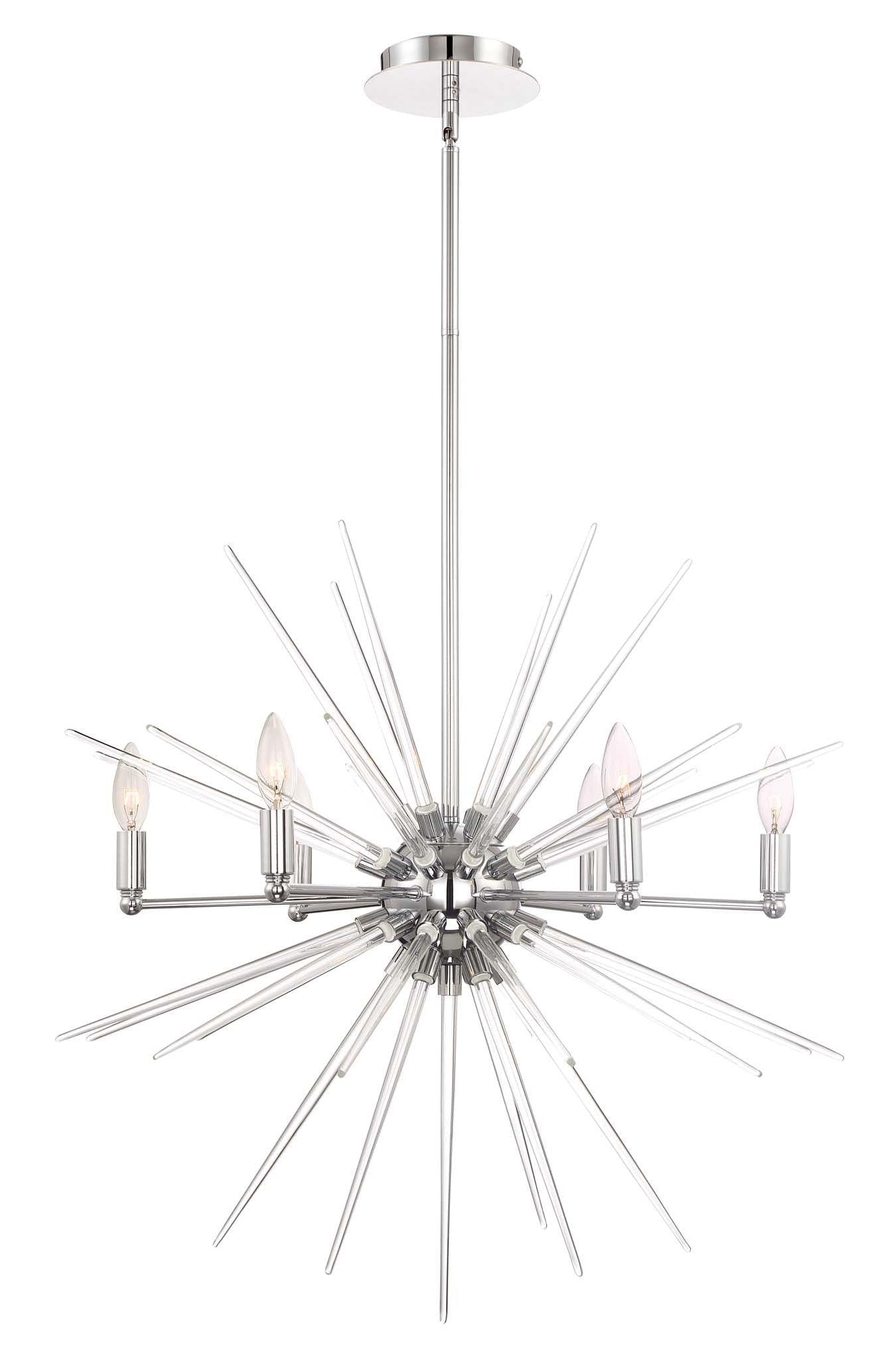Chrome with Clear Glass Spikes Chandelier - LV LIGHTING