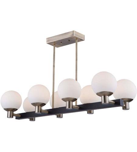 Matte Black and Brass Frame with Opal White Globe Linear Pendant - LV LIGHTING