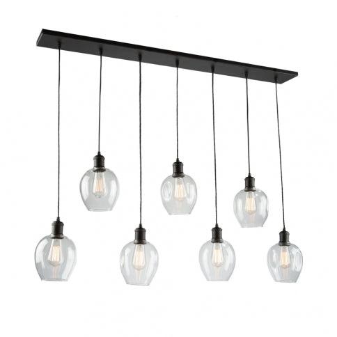 Semi Gloss Black Frame with Clear Dimple Glass Shade Linear Pendant - LV LIGHTING