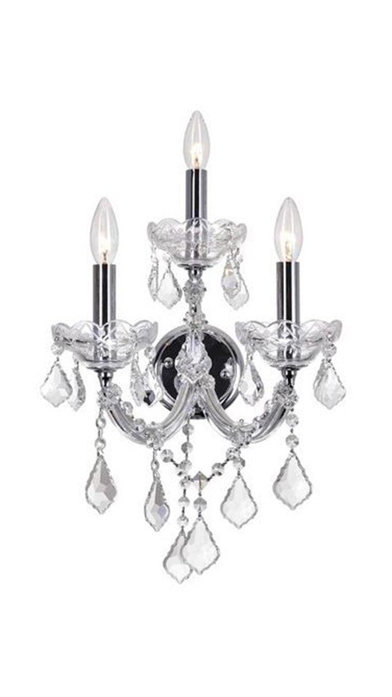 Chrome with Clear Crystal Drop Wall Sconce - LV LIGHTING
