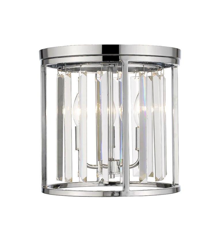 Steel with Long Crystal Caged Flush Mount - LV LIGHTING
