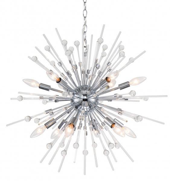 Chrome with Clear Glass Burst Chandelier - LV LIGHTING