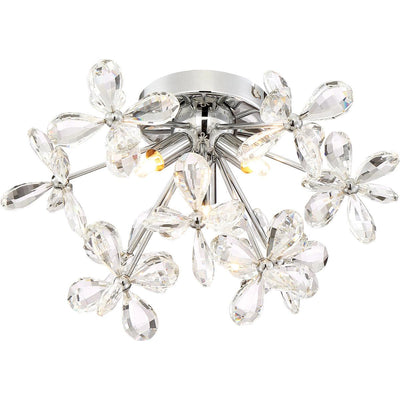 Chrome with Clear Crystal Petals Flush Mount - LV LIGHTING