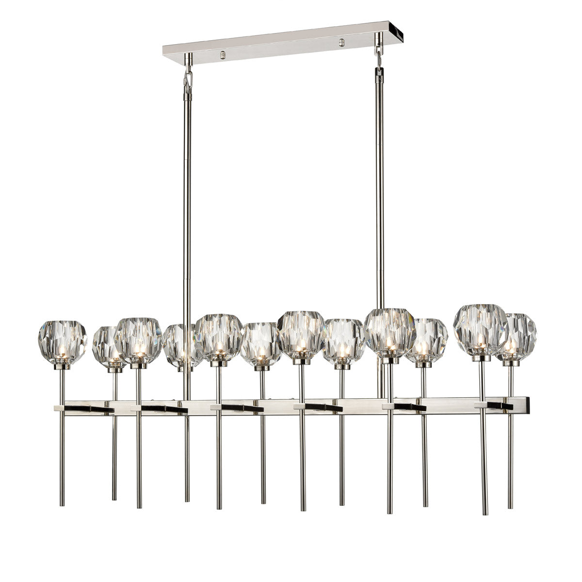 Steel Frame and Rod with Clear Crystal Shade Linear Chandelier