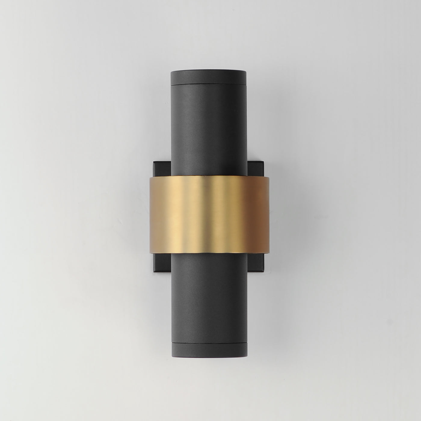 LED Black with Gold Cylindrical Frame Outdoor Wall Sconce