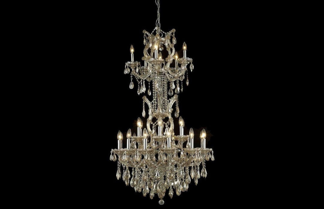 Golden Teak with Godlen Teak Crystal and Strand Chandelier - LV LIGHTING