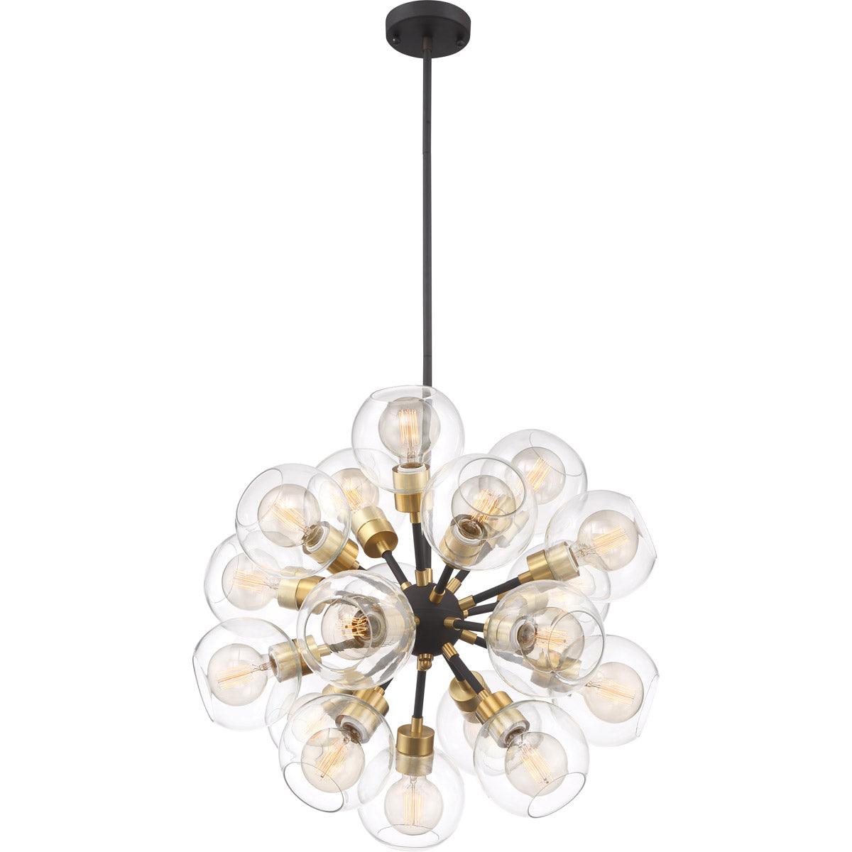 Polished Brass Frame with Matte Black Arms and Clear Glass Shade Chandelier - LV LIGHTING
