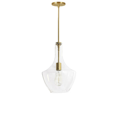 Steel Frame with Lyrical Curved Clear Glass Shade Pendant
