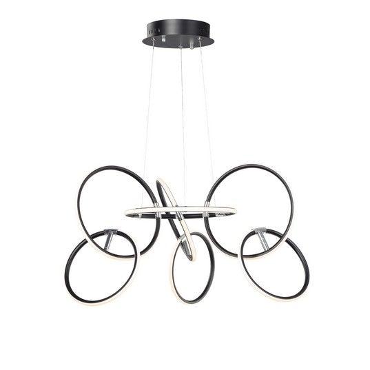 LED Black and Polished Chrome with Multiple Ring Chandelier - LV LIGHTING