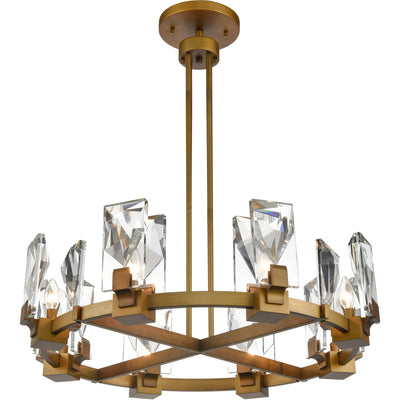 Steel Round Frame with Clear Crystal Chandelier