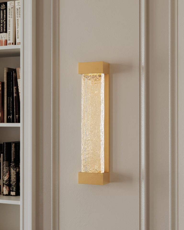 LED Aged Brass Frame with Piastra Glass Diffuser Wall Sconce