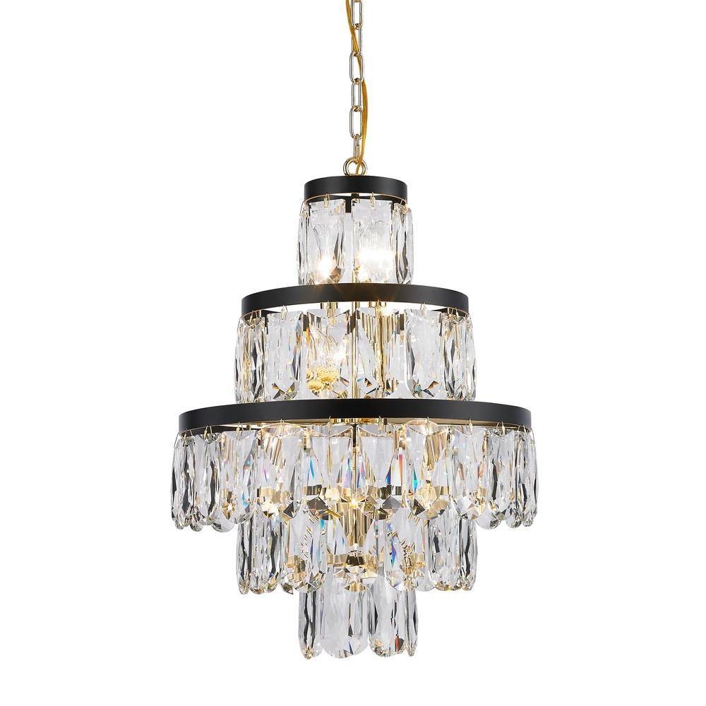 Gold and Black with Crystal Chandelier - LV LIGHTING