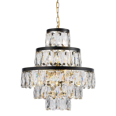 Gold and Black with Crystal Chandelier - LV LIGHTING