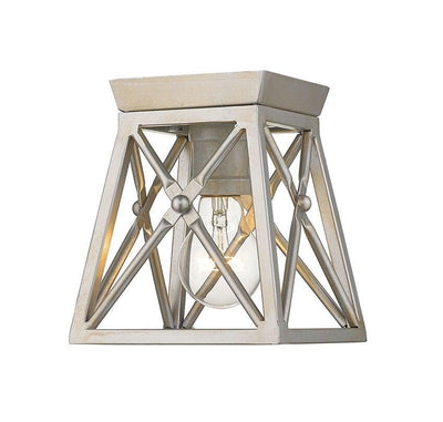 Steel with Cage Shade Single Light Flush Mount - LV LIGHTING