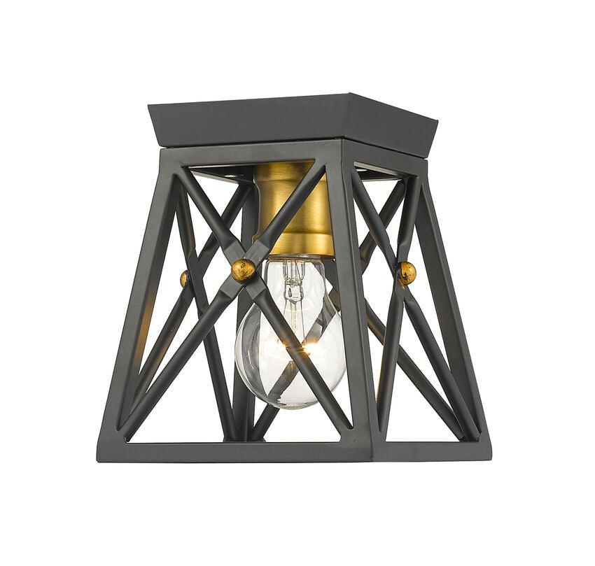 Steel with Cage Shade Single Light Flush Mount - LV LIGHTING