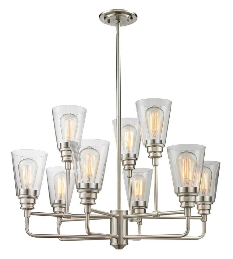 Harmony Vintage with Clear Glass Shade 2 Tier Chandelier - LV LIGHTING