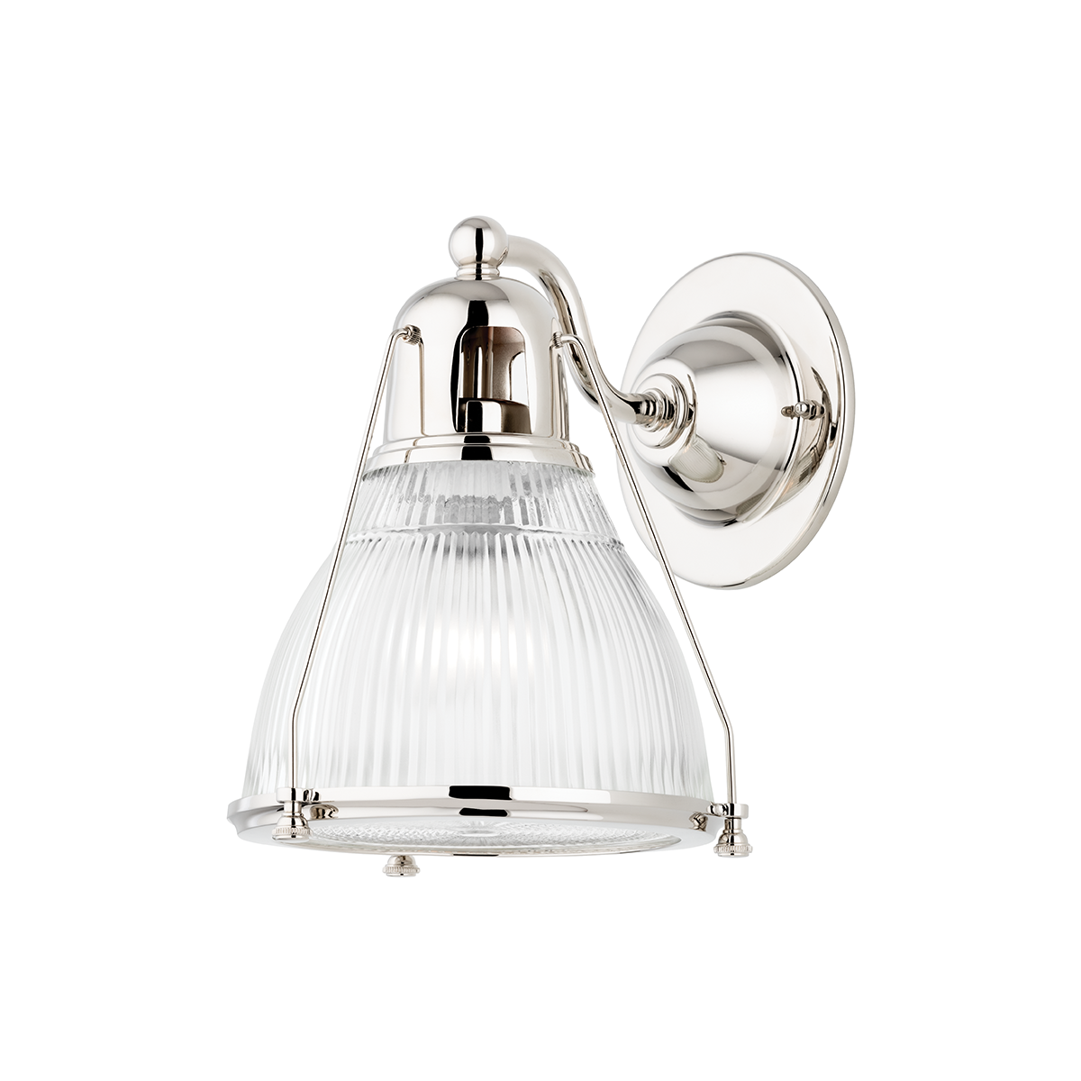 Steel with Clear Prismatic Glass Shade Wall Sconce