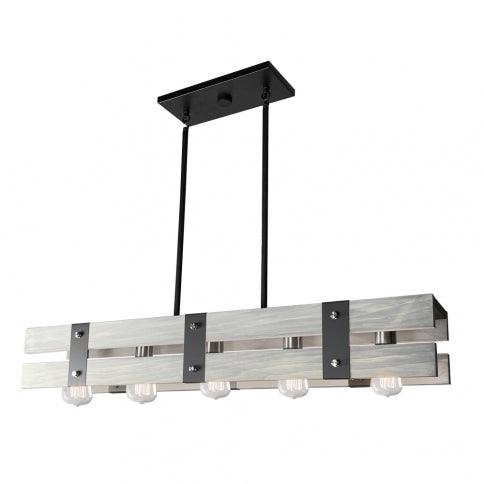 Beach Wood with Black Frame Linear Pendant - LV LIGHTING