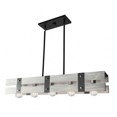 Beach Wood with Black Frame Linear Pendant - LV LIGHTING