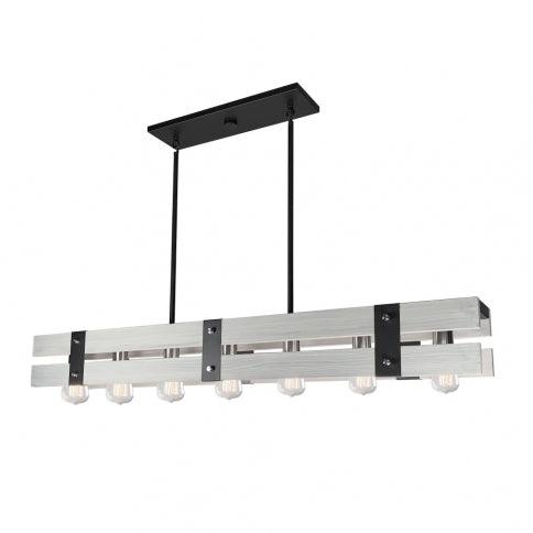 Beach Wood with Black Frame Linear Pendant - LV LIGHTING
