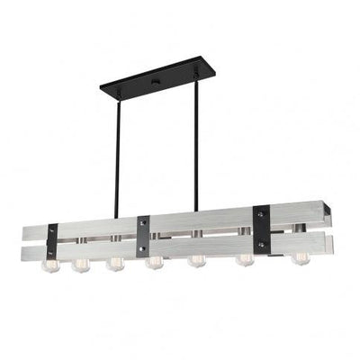 Beach Wood with Black Frame Linear Pendant - LV LIGHTING