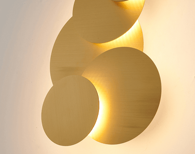 LED Brass Round Stacked Plates Wall Sconce - LV LIGHTING