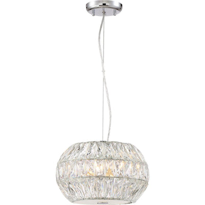 Chrome with Clear Crystal Oval Pendant - LV LIGHTING