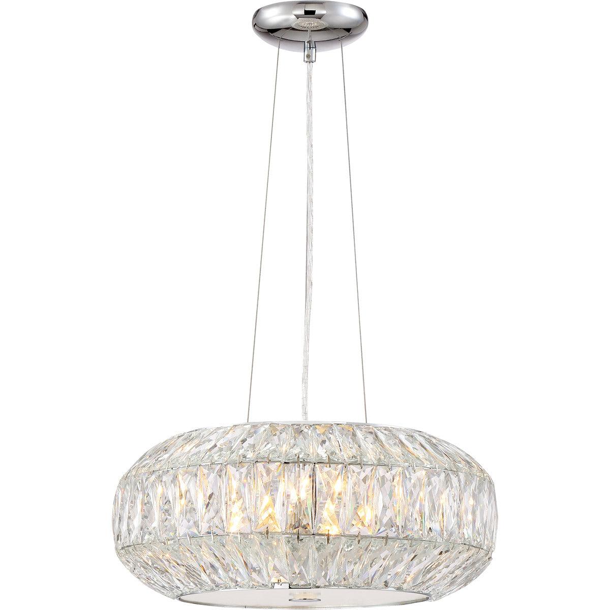 Chrome with Clear Crystal Oval Pendant - LV LIGHTING
