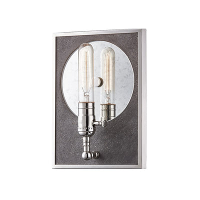 Polished Nickel And Asphalt Back Plate with Mirror Wall Sconce