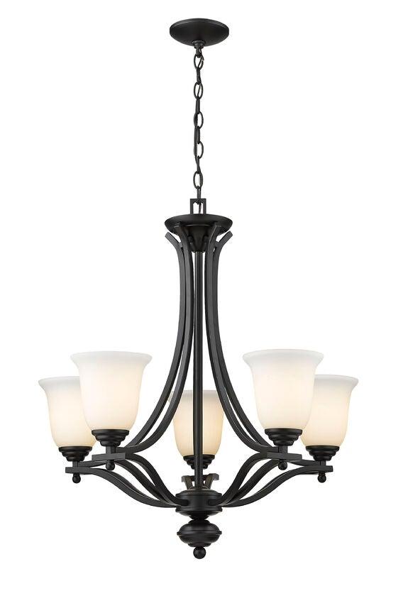 Steel with Matte Opal Glass Shade Up Light Chandelier - LV LIGHTING