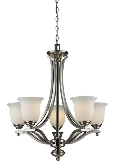 Steel with Matte Opal Glass Shade Up Light Chandelier - LV LIGHTING