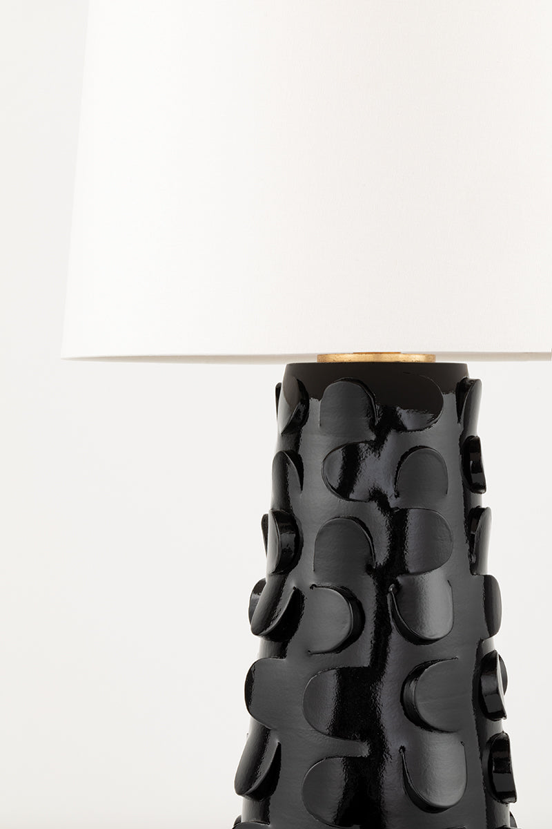 Textural and Retro Base with Belgian Linen Shade Table Lamp