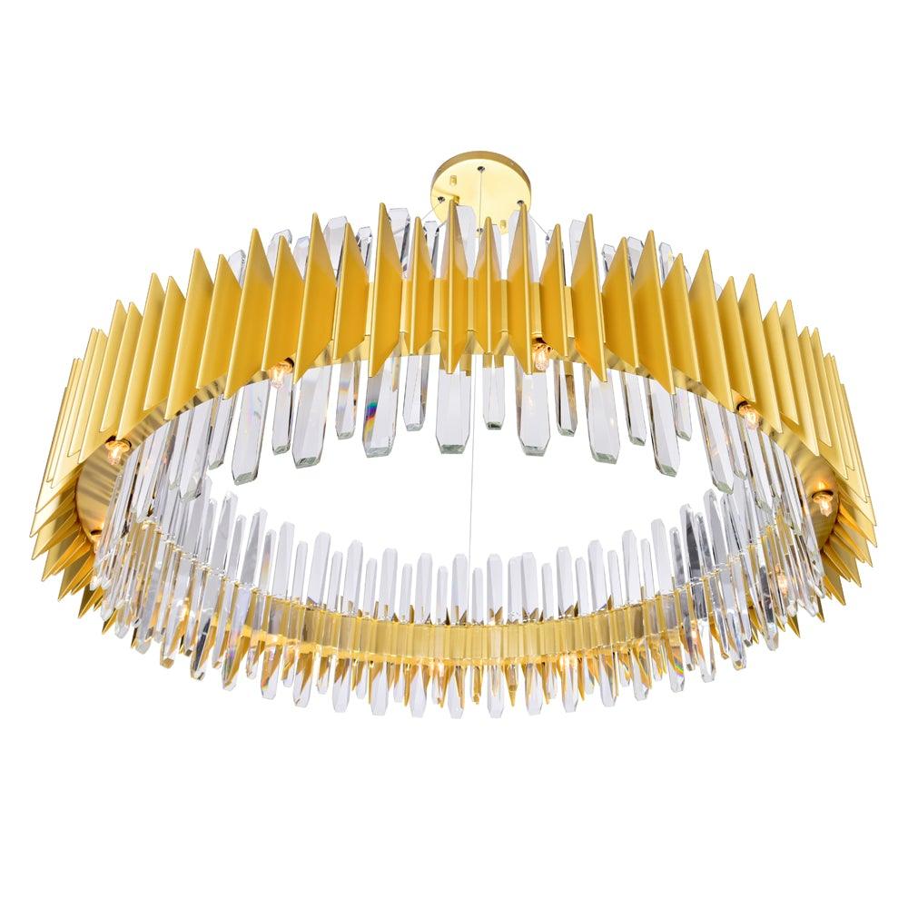 Satin Gold With Crystal Chandelier - LV LIGHTING