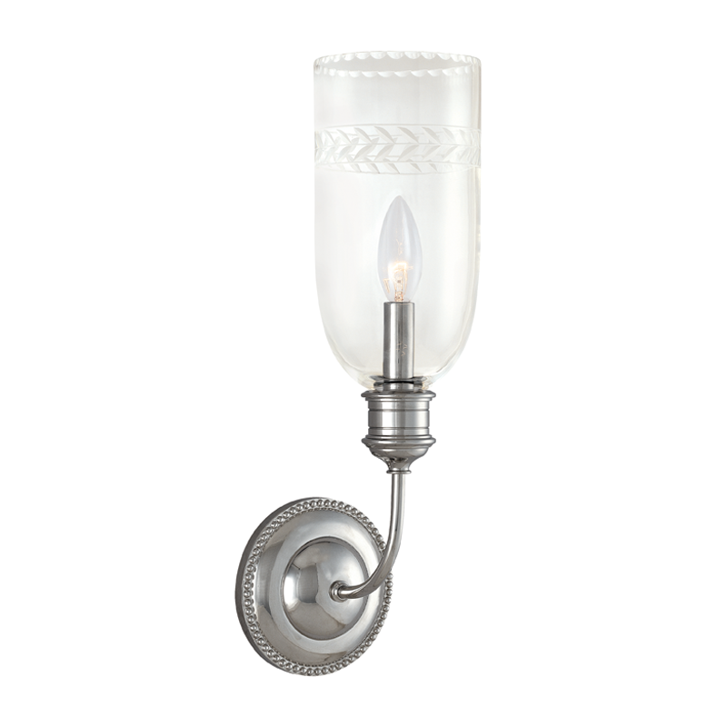 Steel with Clear Patterned Glass Shade Wall Sconce
