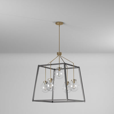 Black Open Air Frame with Harvest Brass Arm Chandelier - LV LIGHTING