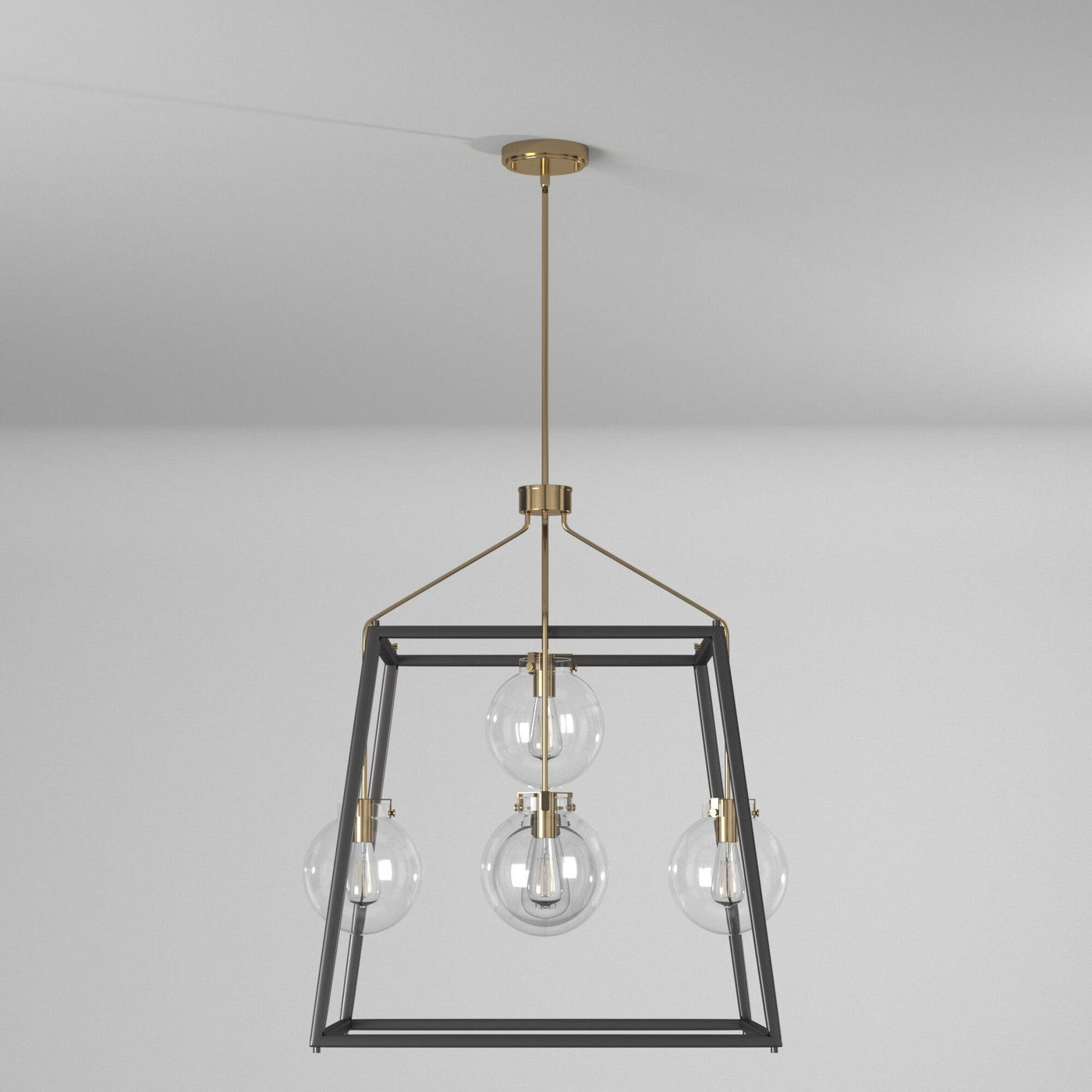 Black Open Air Frame with Harvest Brass Arm Chandelier - LV LIGHTING