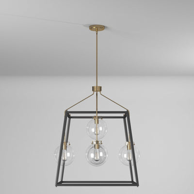 Black Open Air Frame with Harvest Brass Arm Chandelier - LV LIGHTING