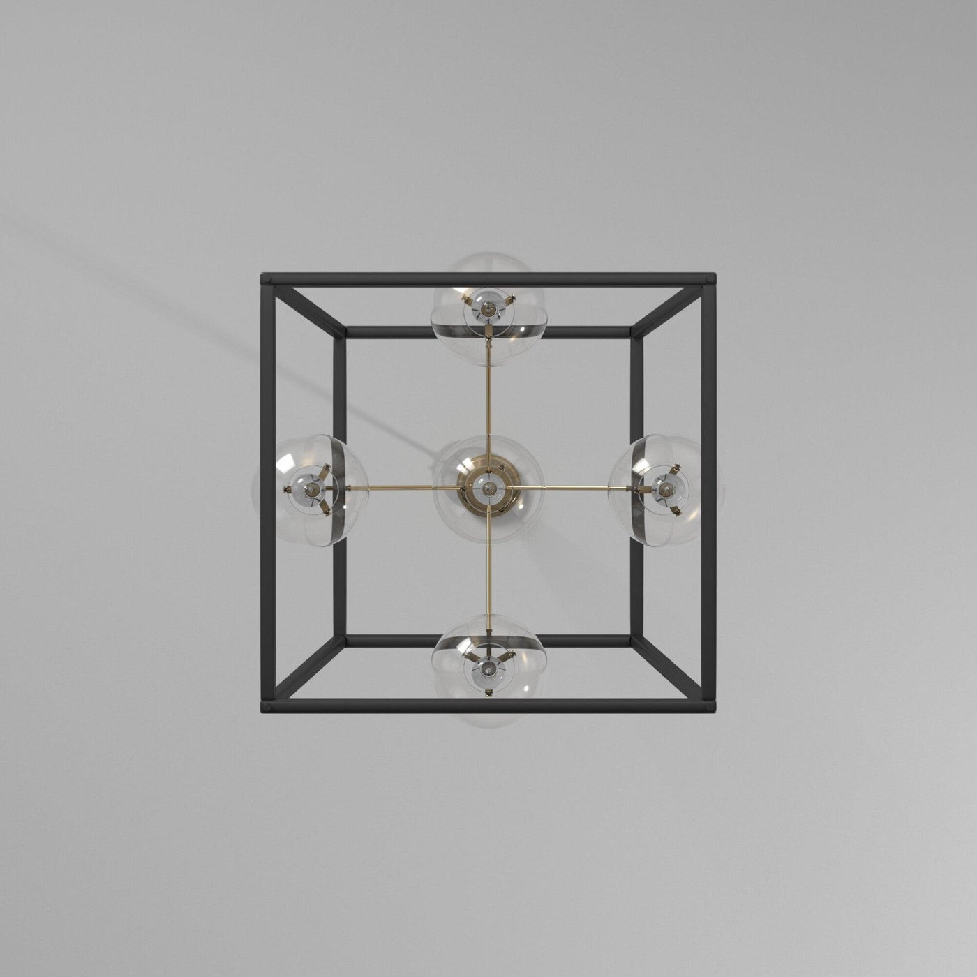 Black Open Air Frame with Harvest Brass Arm Chandelier - LV LIGHTING