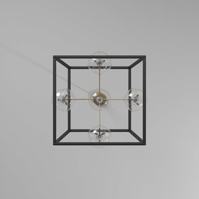 Black Open Air Frame with Harvest Brass Arm Chandelier - LV LIGHTING