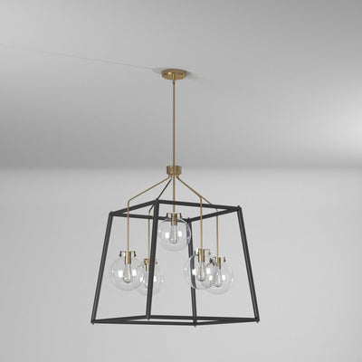 Black Open Air Frame with Harvest Brass Arm Chandelier - LV LIGHTING
