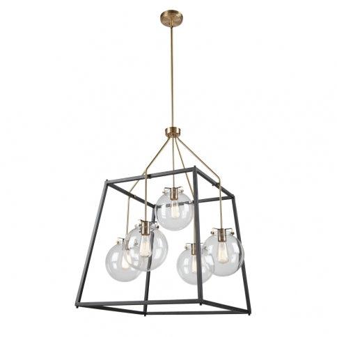 Black Open Air Frame with Harvest Brass Arm Chandelier - LV LIGHTING