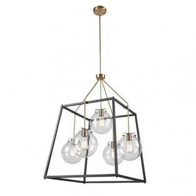 Black Open Air Frame with Harvest Brass Arm Chandelier - LV LIGHTING
